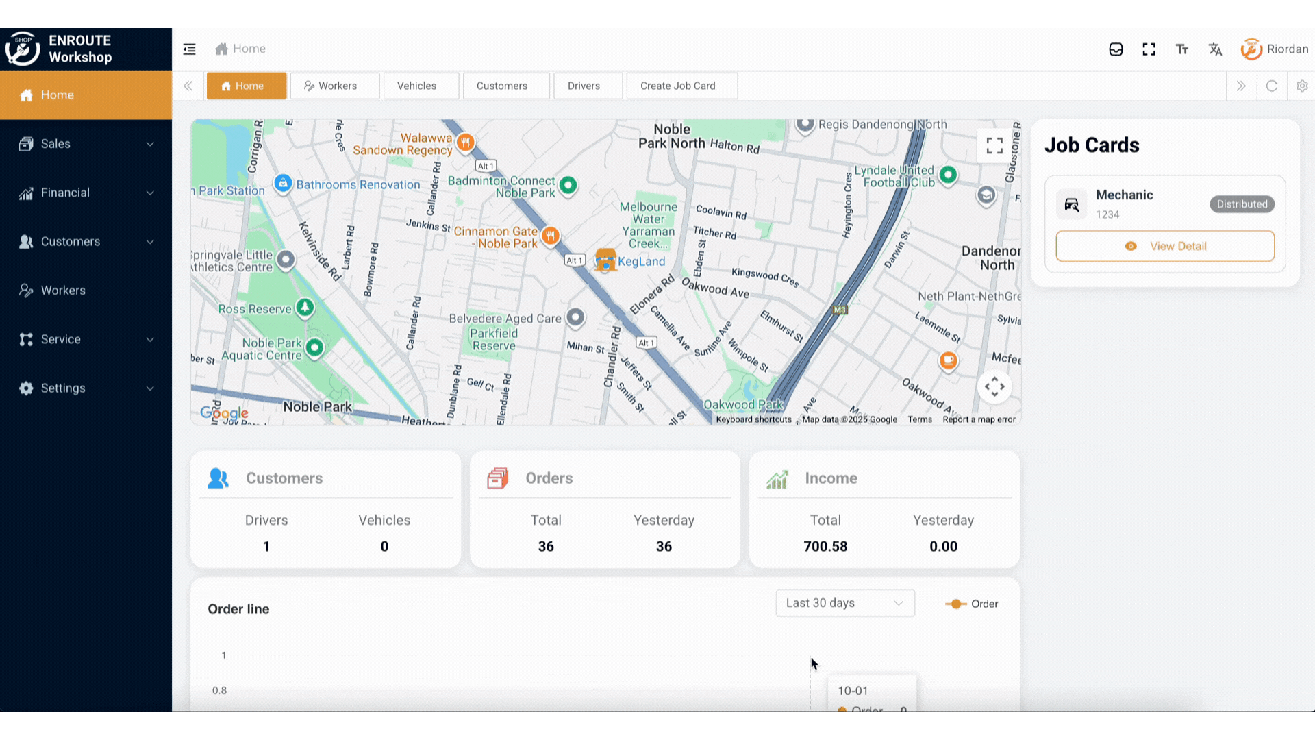 Clicking the New Job Card button on dashboard