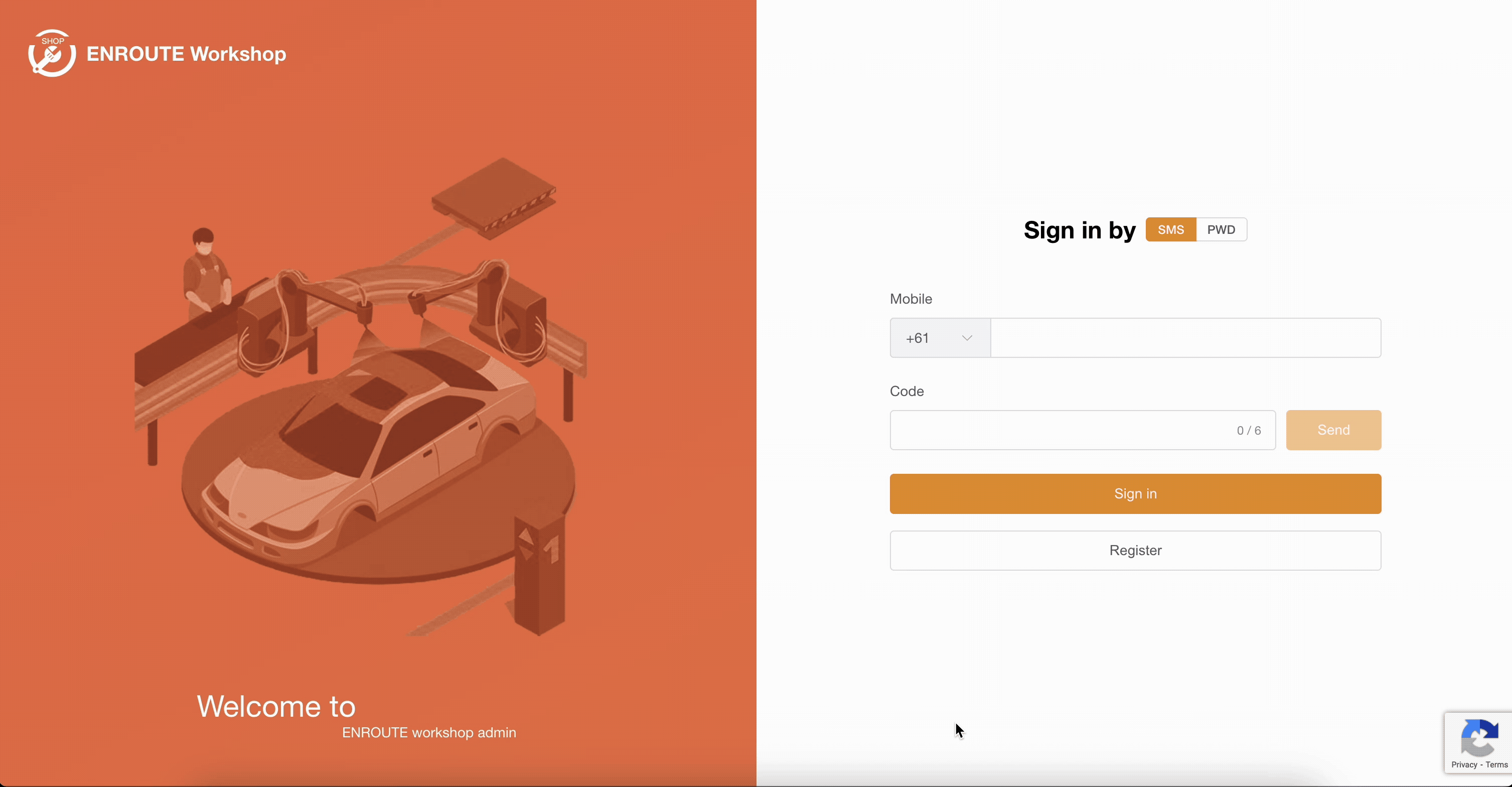 Sign up form showing registration fields